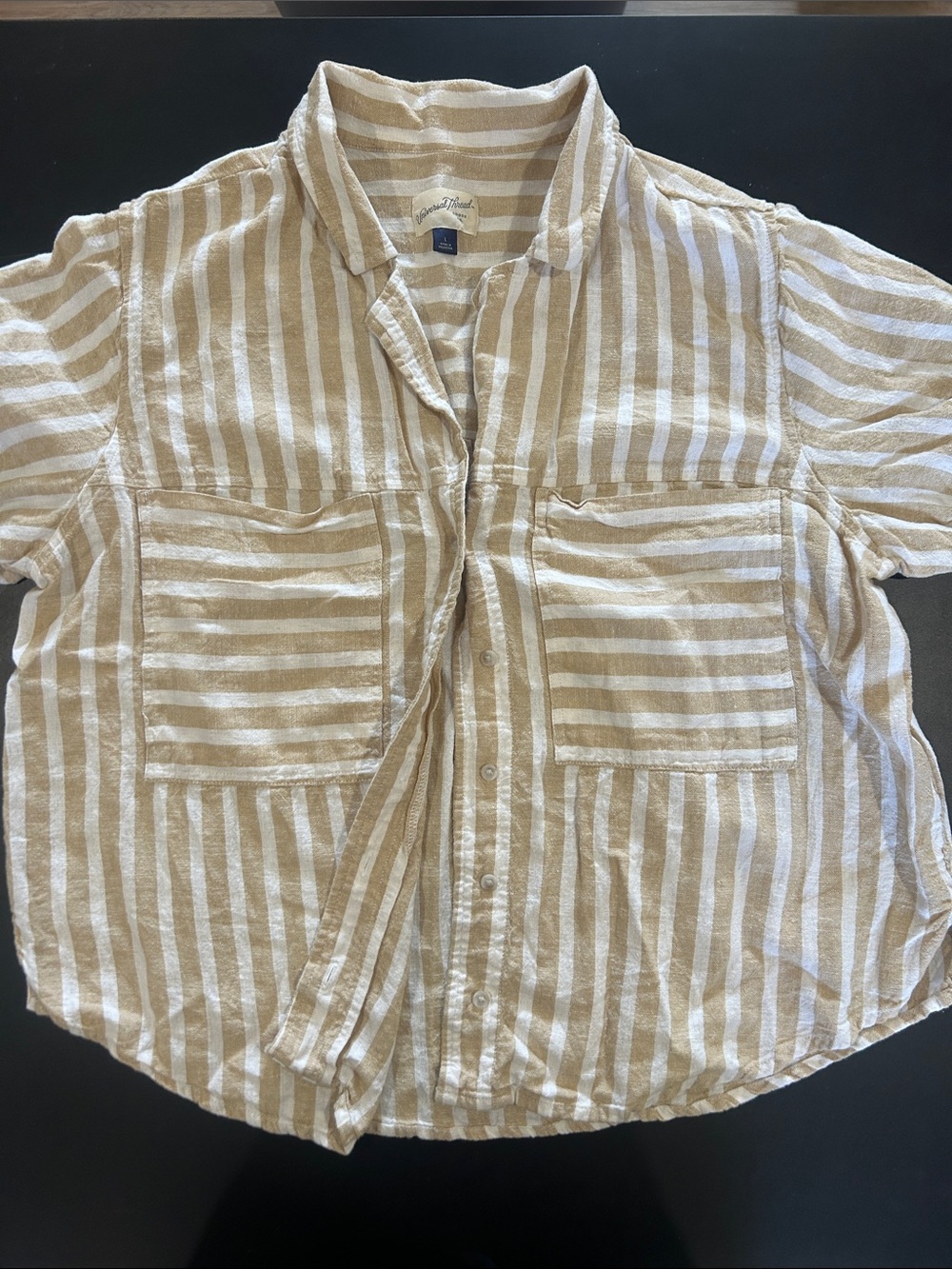 Universal Thread Beige and White Striped Women’s Shirt
